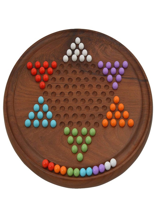 Toolart 6 Years and Up Chinese Checkers Game Set (Brown) with 12-Inch Wooden Board and Traditional Pegs - Image 2